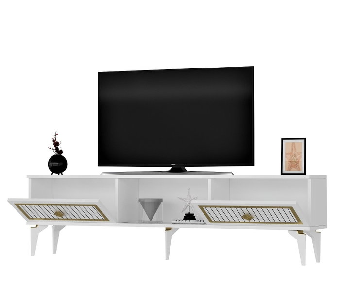 Hanah Home Soporte para TV Blanco y Dorado